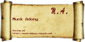 Munk Adony névjegykártya